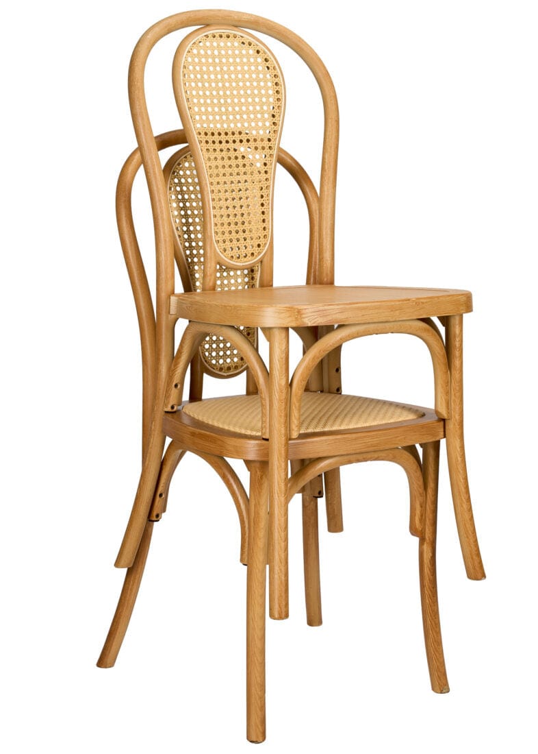 Natural Resin Bentwood Chair with Rattan Back