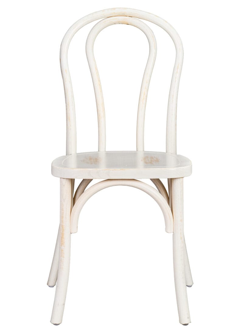 Chivari White Distressed Wood Bentwood Chair CBWW-ZG-T