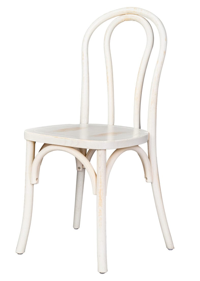 Chivari White Distressed Wood Bentwood Chair CBWW-ZG-T