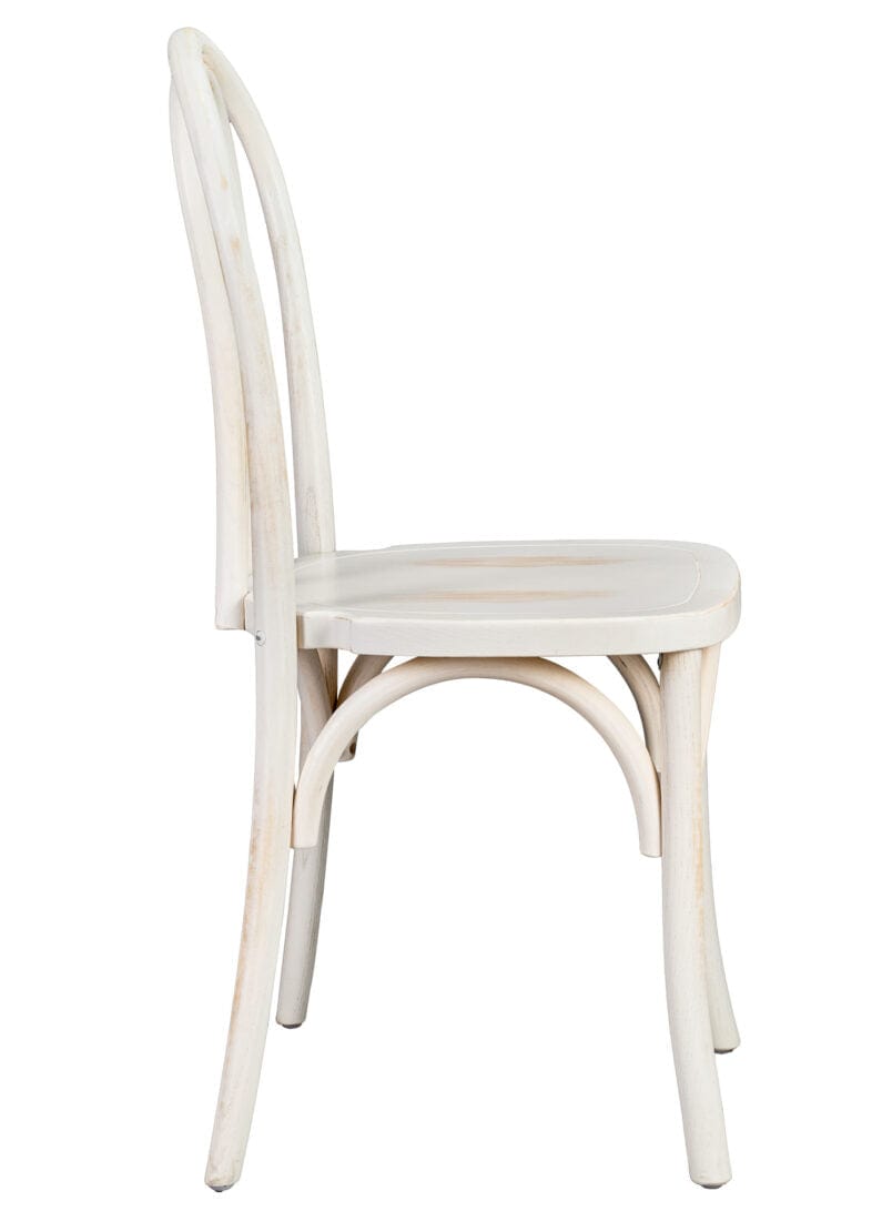 Chivari White Distressed Wood Bentwood Chair CBWW-ZG-T
