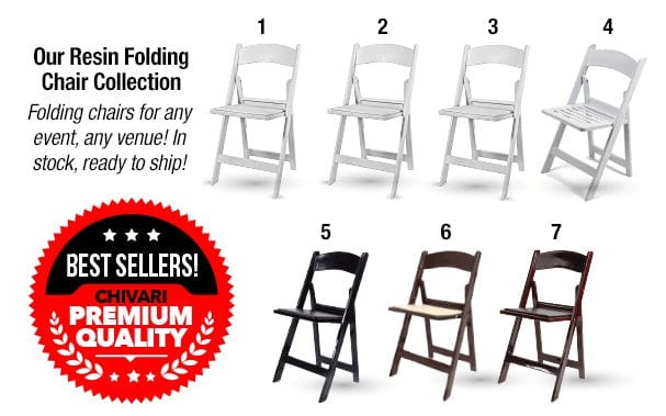 Chivari White Resin Folding Chair CFRW-X-AX-T