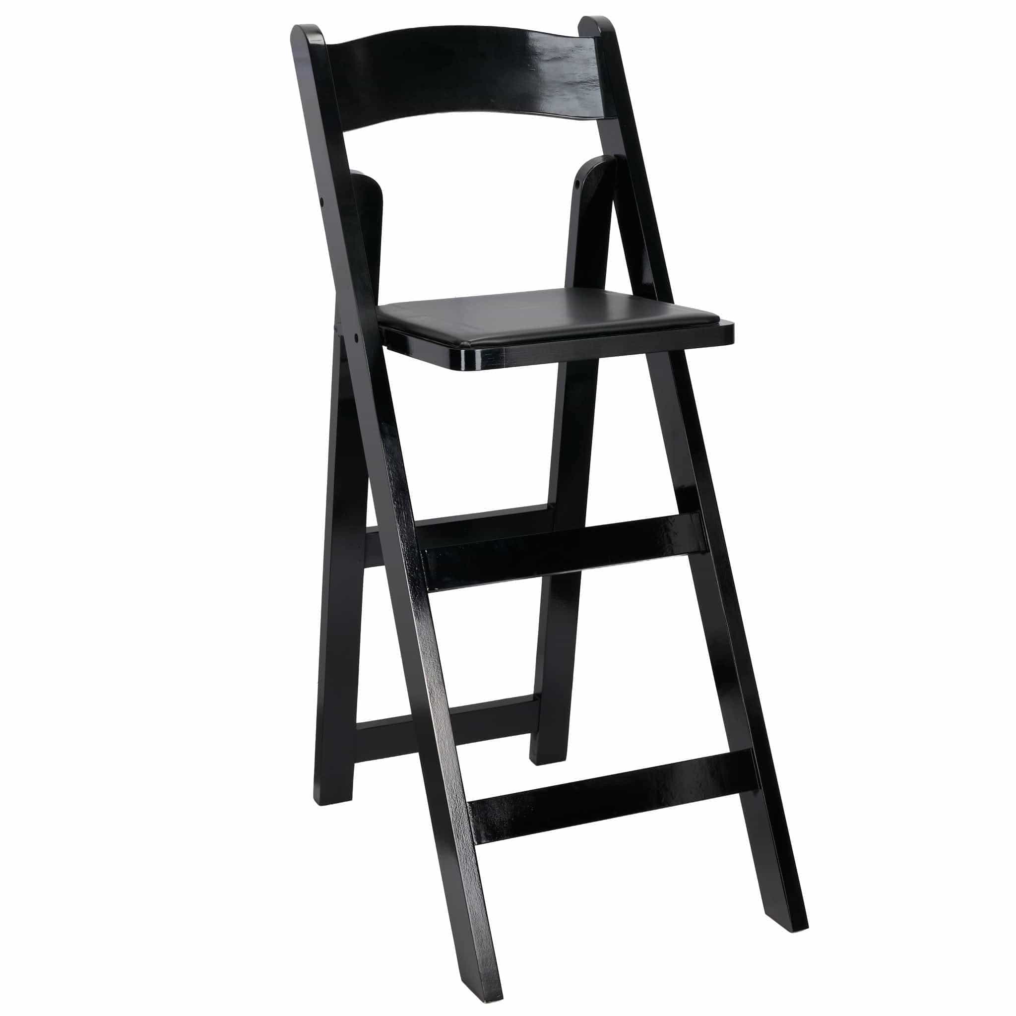 Chivari Black ToughWood™ Folding Bar Stool with Padded Seat BFWB-AX