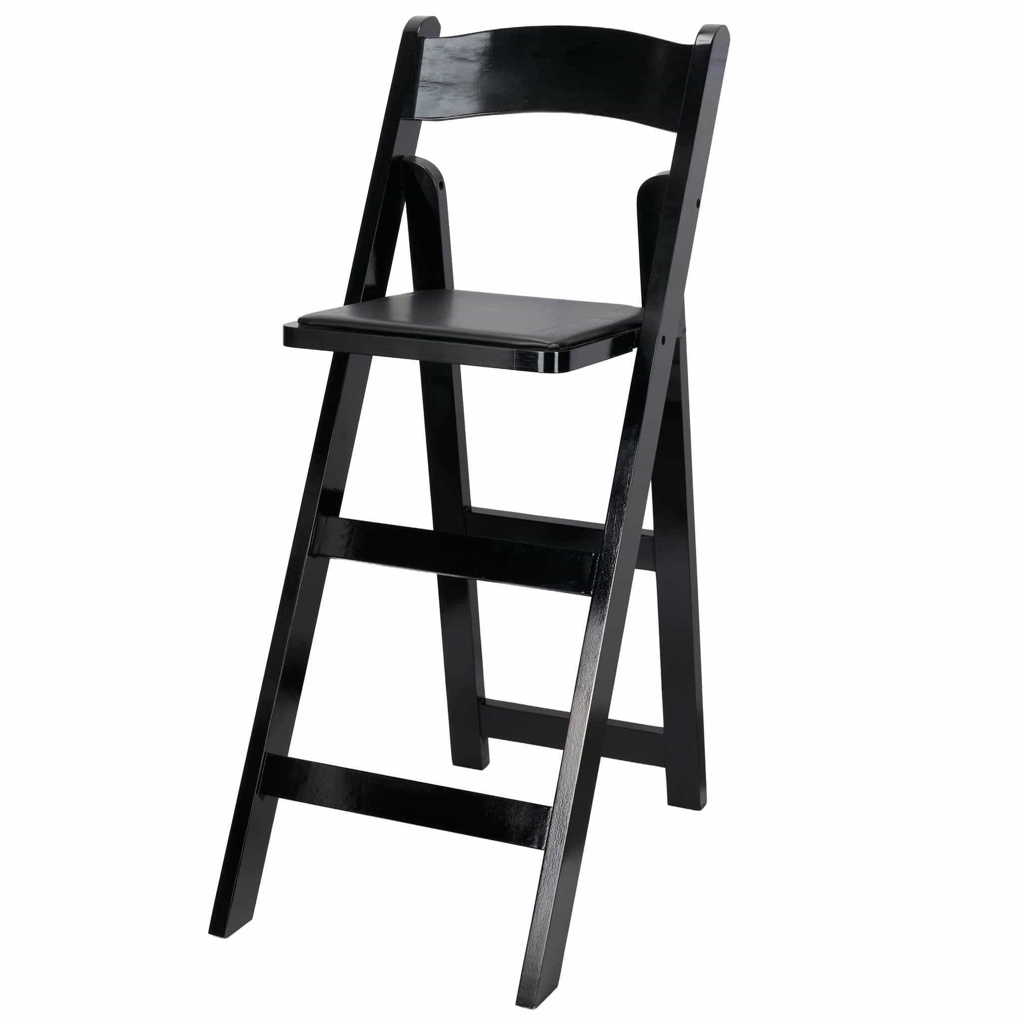 Chivari Black ToughWood™ Folding Bar Stool with Padded Seat BFWB-AX