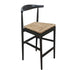 Black Horn Wood Bar Stool with Natural Rope Seat