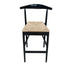 Black Horn Wood Bar Stool with Natural Rope Seat