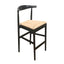 Black Horn Wood Bar Stool with Natural Rope Seat