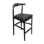 Black Horn Wood Bar Stool with Black Vinyl Cushion