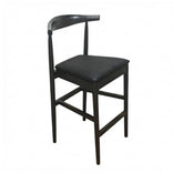 Black Horn Wood Bar Stool with Black Vinyl Cushion