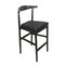 Black Horn Wood Bar Stool with Black Vinyl Cushion