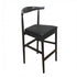 Black Horn Wood Bar Stool with Black Vinyl Cushion