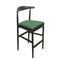 Black Horn Wood Bar Stool with Hunter Green Vinyl Cushion