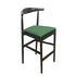 Black Horn Wood Bar Stool with Hunter Green Vinyl Cushion
