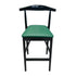 Black Horn Wood Bar Stool with Hunter Green Vinyl Cushion