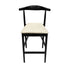 Black Horn Wood Bar Stool with Ivory Vinyl Cushion