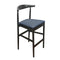 Black Horn Wood Bar Stool with Navy Blue Vinyl Cushion