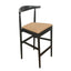 Black Horn Wood Bar Stool with Taupe Vinyl Cushion