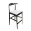 Black Horn Wood Bar Stool with White Vinyl Cushion