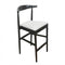 Black Horn Wood Bar Stool with White Vinyl Cushion