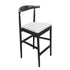 Black Horn Wood Bar Stool with White Vinyl Cushion