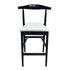 Black Horn Wood Bar Stool with White Vinyl Cushion