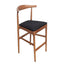 Chestnut Horn Wood Bar Stool with Black Vinyl Cushion