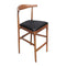 Chestnut Horn Wood Bar Stool with Black Vinyl Cushion