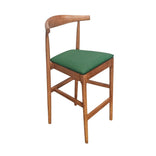 Chestnut Horn Wood Bar Stool with Hunter Green Vinyl Cushion