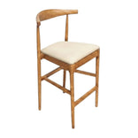 Chestnut Horn Wood Bar Stool with Ivory Vinyl Cushion