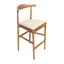 Chestnut Horn Wood Bar Stool with Ivory Vinyl Cushion
