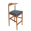 Chestnut Horn Wood Bar Stool with Navy Blue Vinyl Cushion