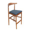 Chestnut Horn Wood Bar Stool with Navy Blue Vinyl Cushion