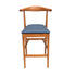 Chestnut Horn Wood Bar Stool with Navy Blue Vinyl Cushion