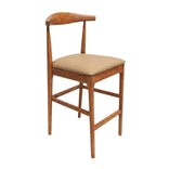Chestnut Horn Wood Bar Stool with Taupe Vinyl Cushion