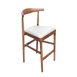 Chestnut Horn Wood Bar Stool with White Vinyl Cushion
