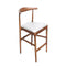 Chestnut Horn Wood Bar Stool with White Vinyl Cushion