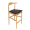 Natural Horn Wood Bar Stool with Black Vinyl Cushion