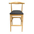 Natural Horn Wood Bar Stool with Black Vinyl Cushion