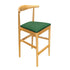 Natural Horn Wood Bar Stool with Hunter Green Vinyl Cushion