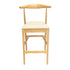 Natural Horn Wood Bar Stool with Ivory Vinyl Cushion