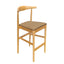 Natural Horn Wood Bar Stool with Taupe Vinyl Cushion