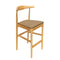 Natural Horn Wood Bar Stool with Taupe Vinyl Cushion