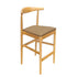 Natural Horn Wood Bar Stool with Taupe Vinyl Cushion