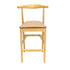 Natural Horn Wood Bar Stool with Taupe Vinyl Cushion