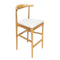Natural Horn Wood Bar Stool with White Vinyl Cushion