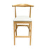 Natural Horn Wood Bar Stool with White Vinyl Cushion