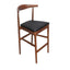 Walnut Finish Horn Wood Bar Stool with Black Vinyl Cushion