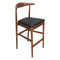 Walnut Finish Horn Wood Bar Stool with Black Vinyl Cushion
