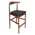 Walnut Finish Horn Wood Bar Stool with Black Vinyl Cushion