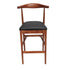 Walnut Finish Horn Wood Bar Stool with Black Vinyl Cushion