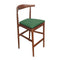 Walnut Finish Horn Wood Bar Stool with Hunter Green Vinyl Cushion